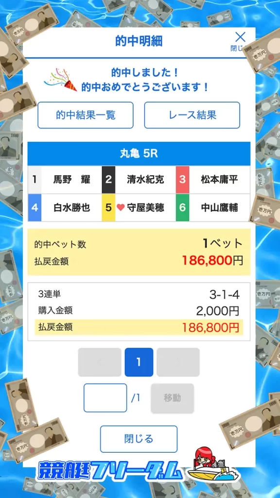 競艇予想サイト「競艇サバイバー」11/18 万舟単発 結果