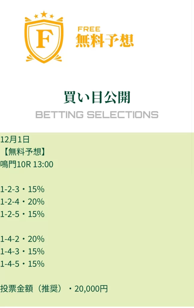 競艇予想サイト「競艇STEADY(競艇ステディ)」無料プラン 買い目