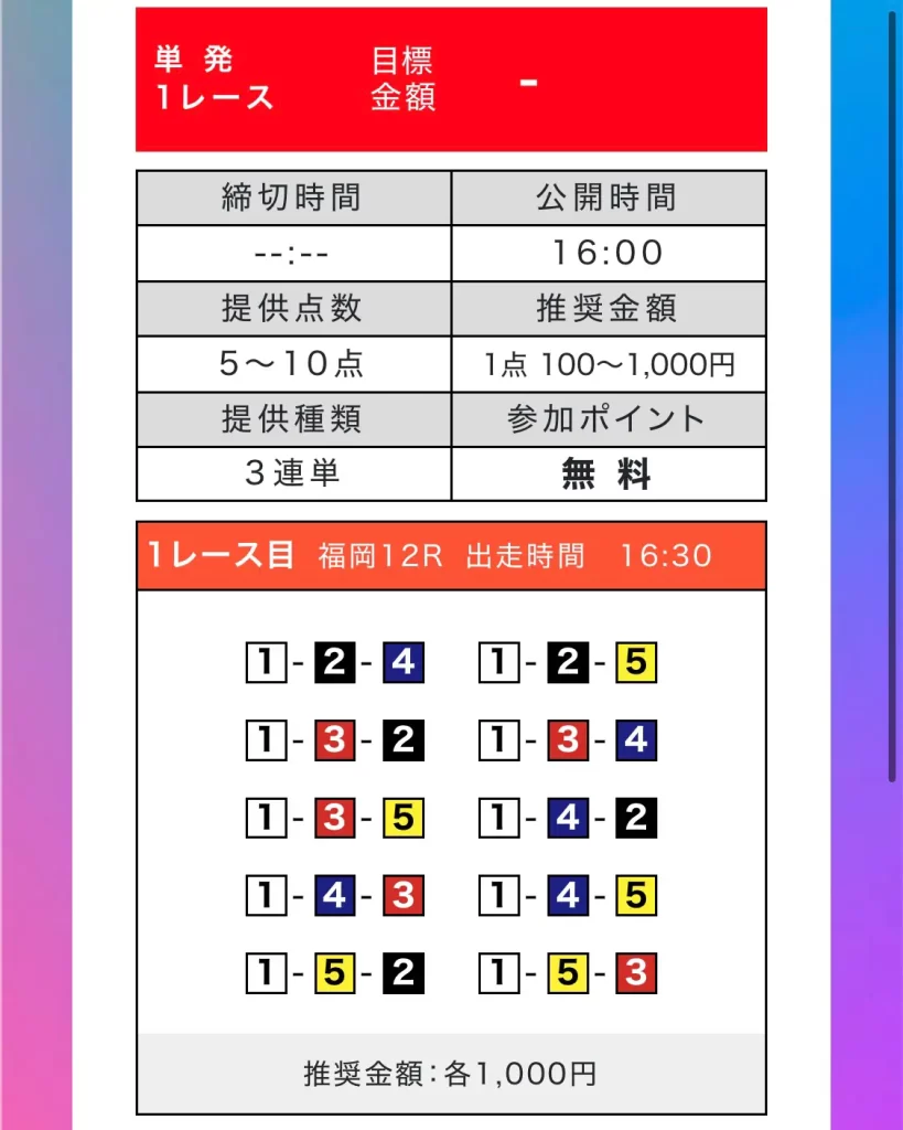 競艇予想サイト「学舟」 無料プラン　買い目